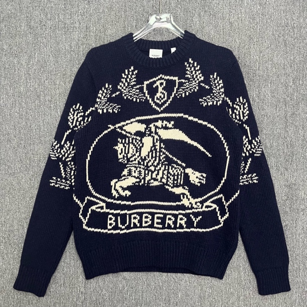 99新 BURBERRY/博柏利 战马提花圆领羊毛毛衣/S码/99新/13281