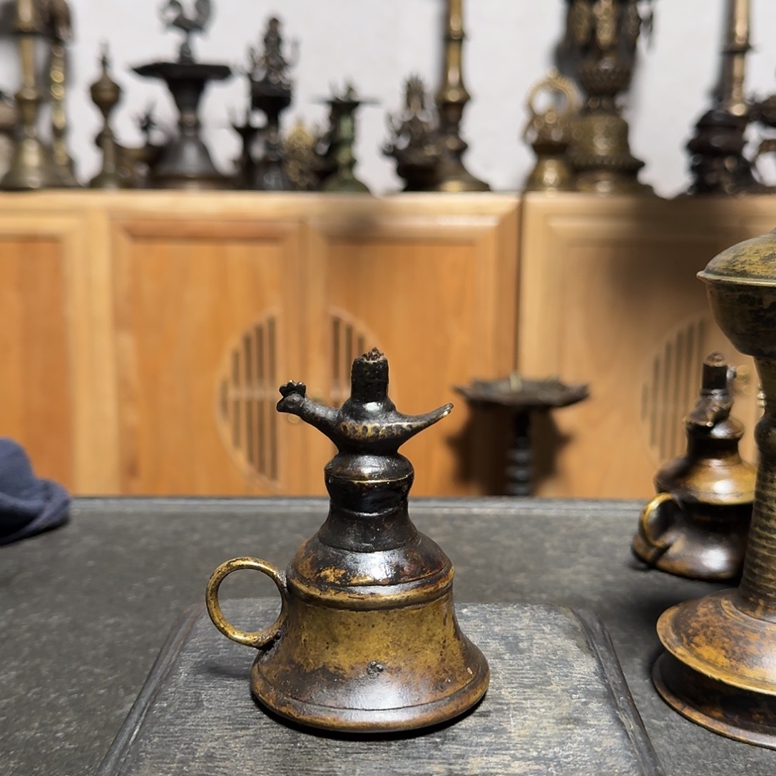 铜尼泊尔老铜灯凤鸟灯