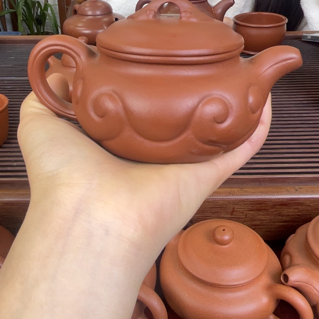 紫砂茶壶赵庄朱泥仿古如意