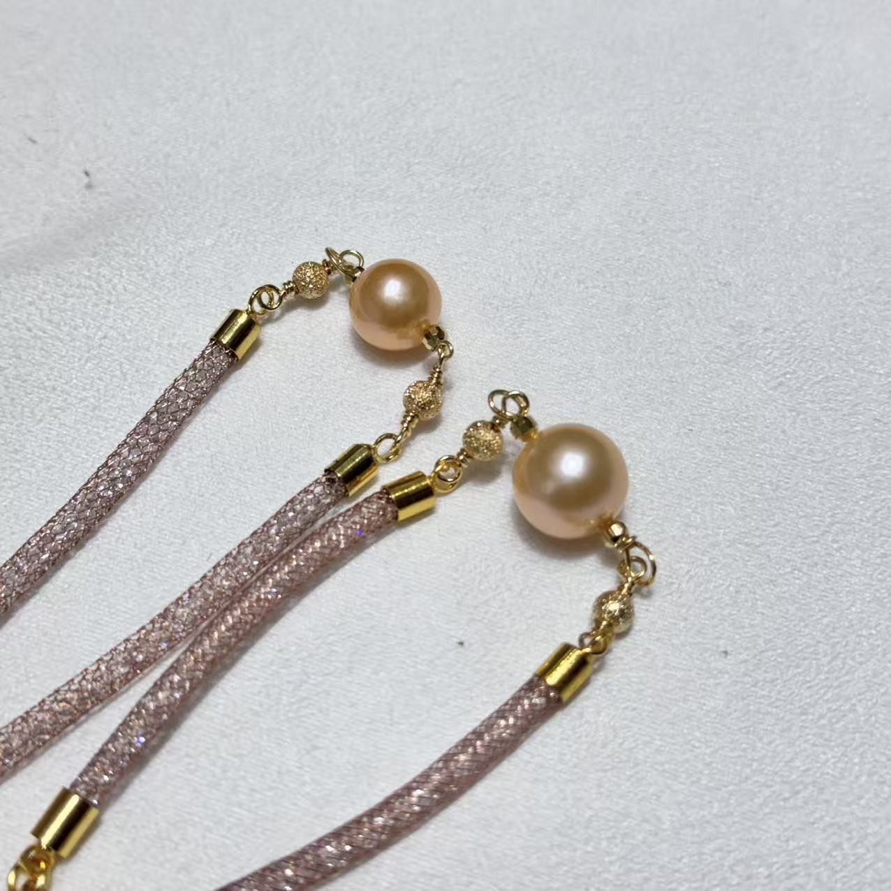 [十上珍珠]G308-淡水设计款奶油金珍珠手链10-12mm（多样性发一）