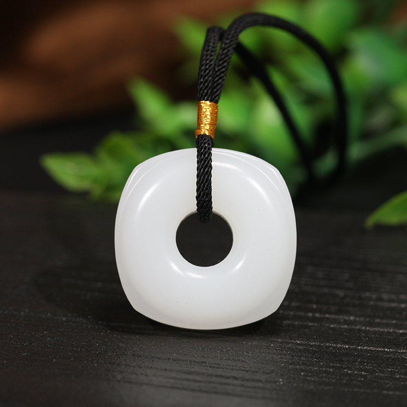 【叶叶珠宝】799和田玉新疆白玉玉璧平安扣气质时尚挂坠30*11.5