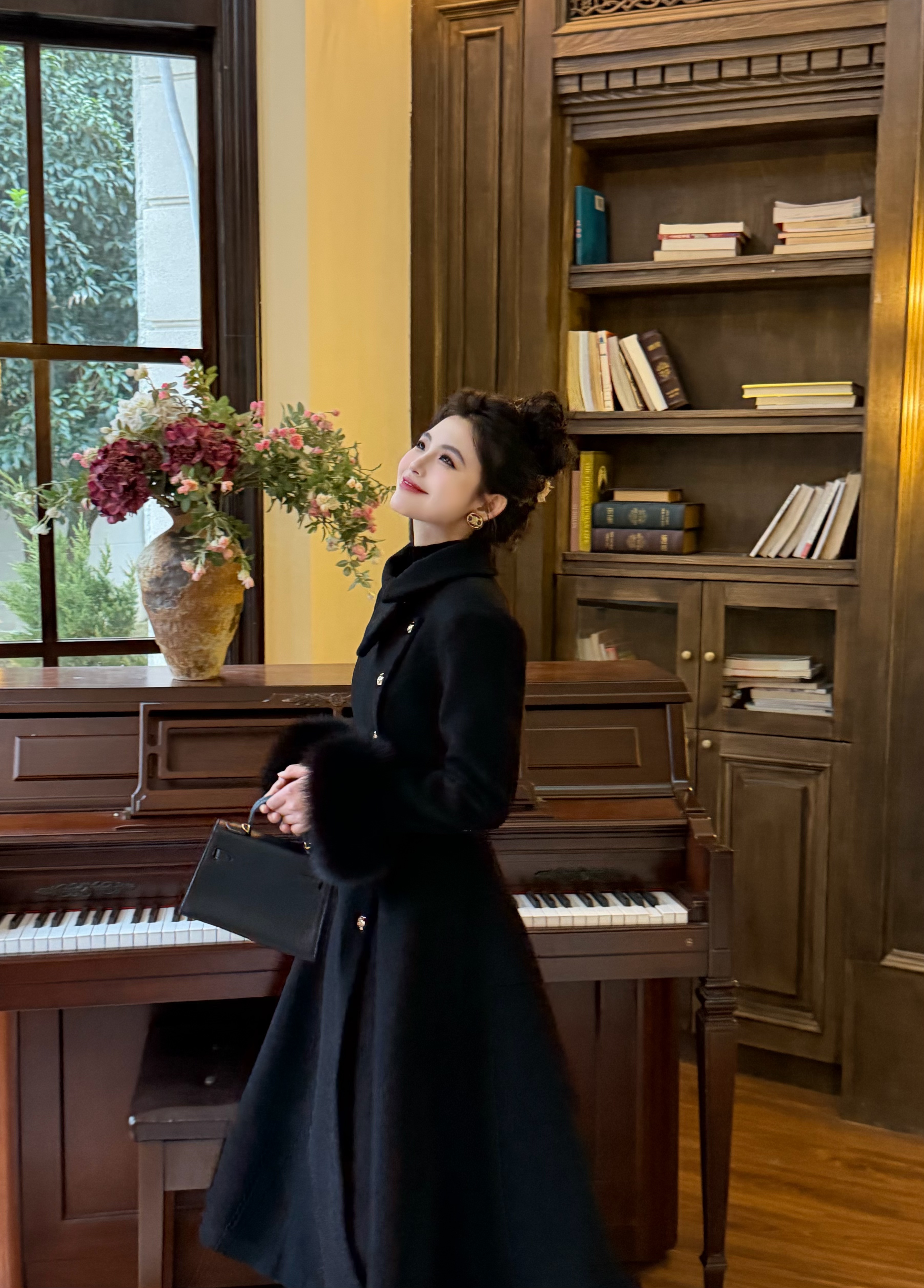 小八定制【黑金赫本】25冬季新款复古保暖加厚棉衣外套 00291 BDJ