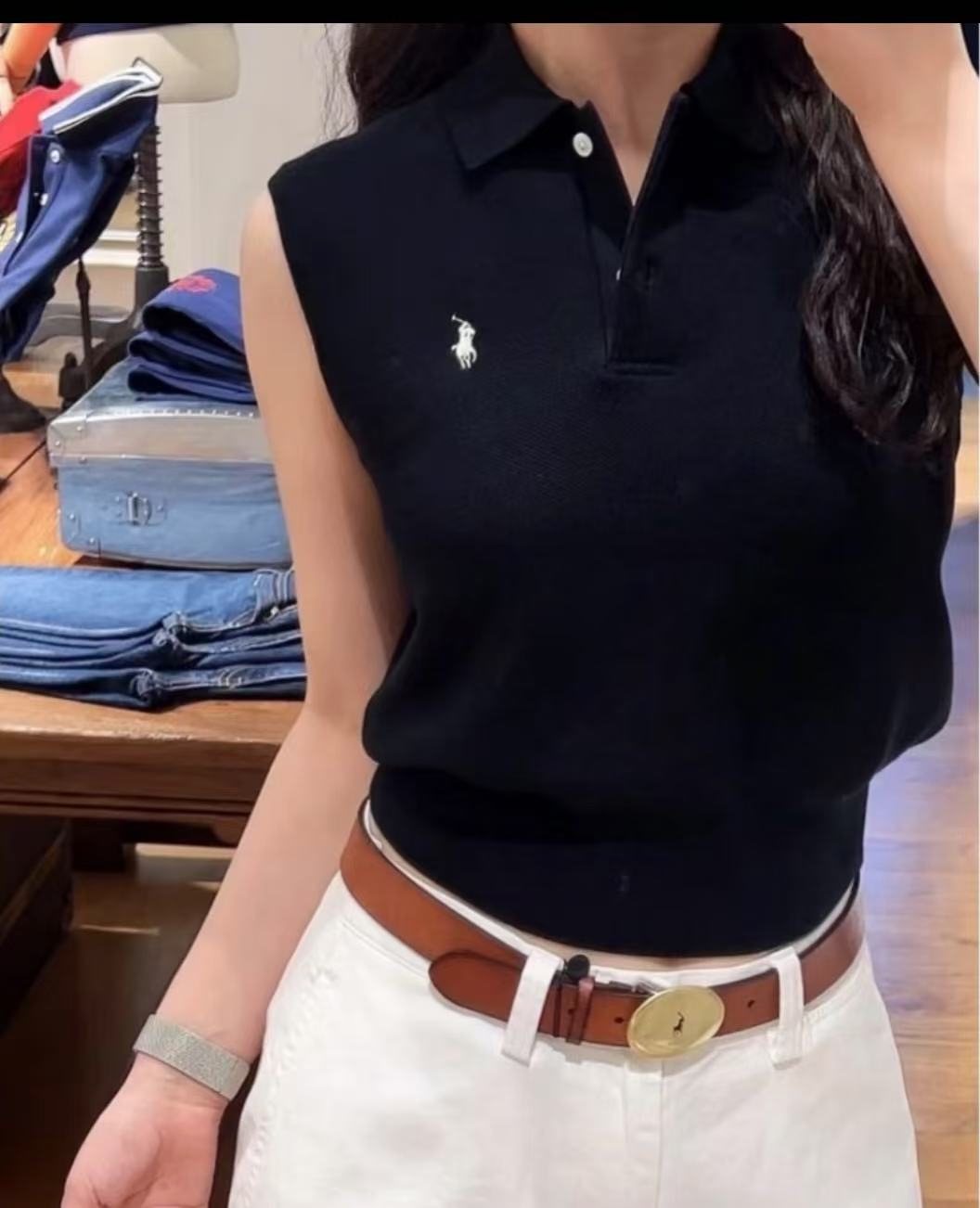 小马无袖刺绣polo背心休闲百搭潮流显瘦甜妹校园风