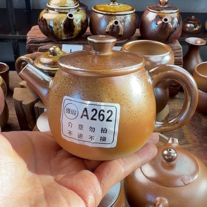 用***6瓷片建水紫陶白泥柴烧壶