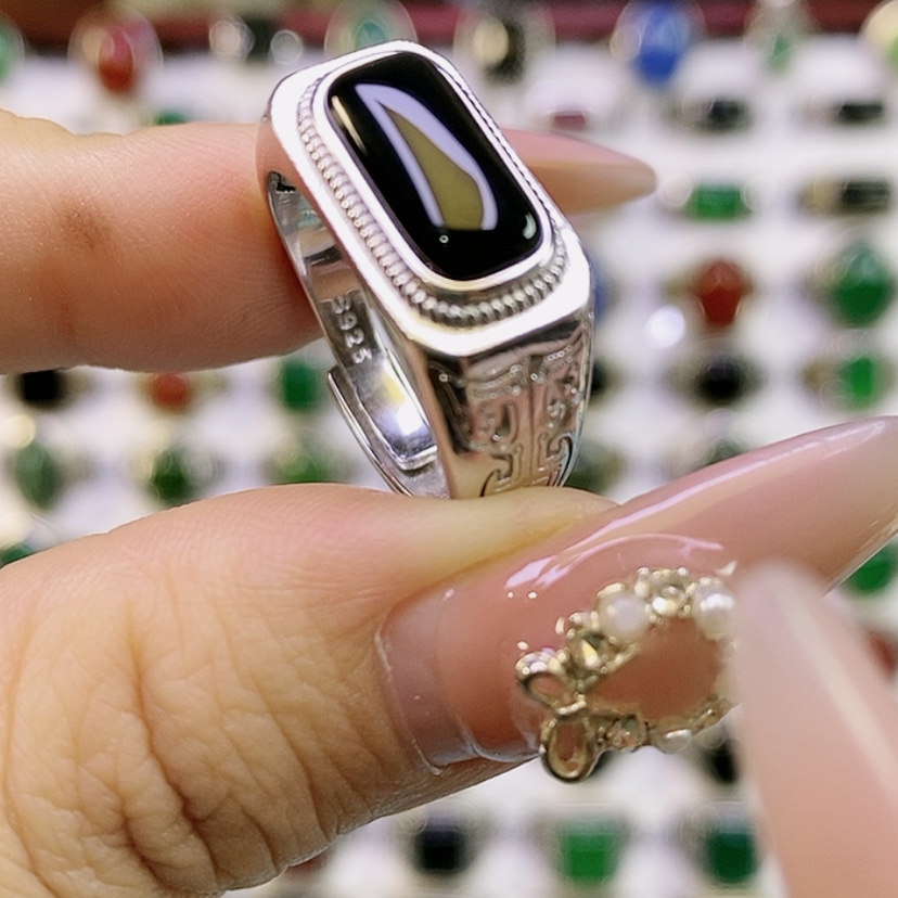 【闪购商品】银S925镶嵌戒指玛瑙/玉髓