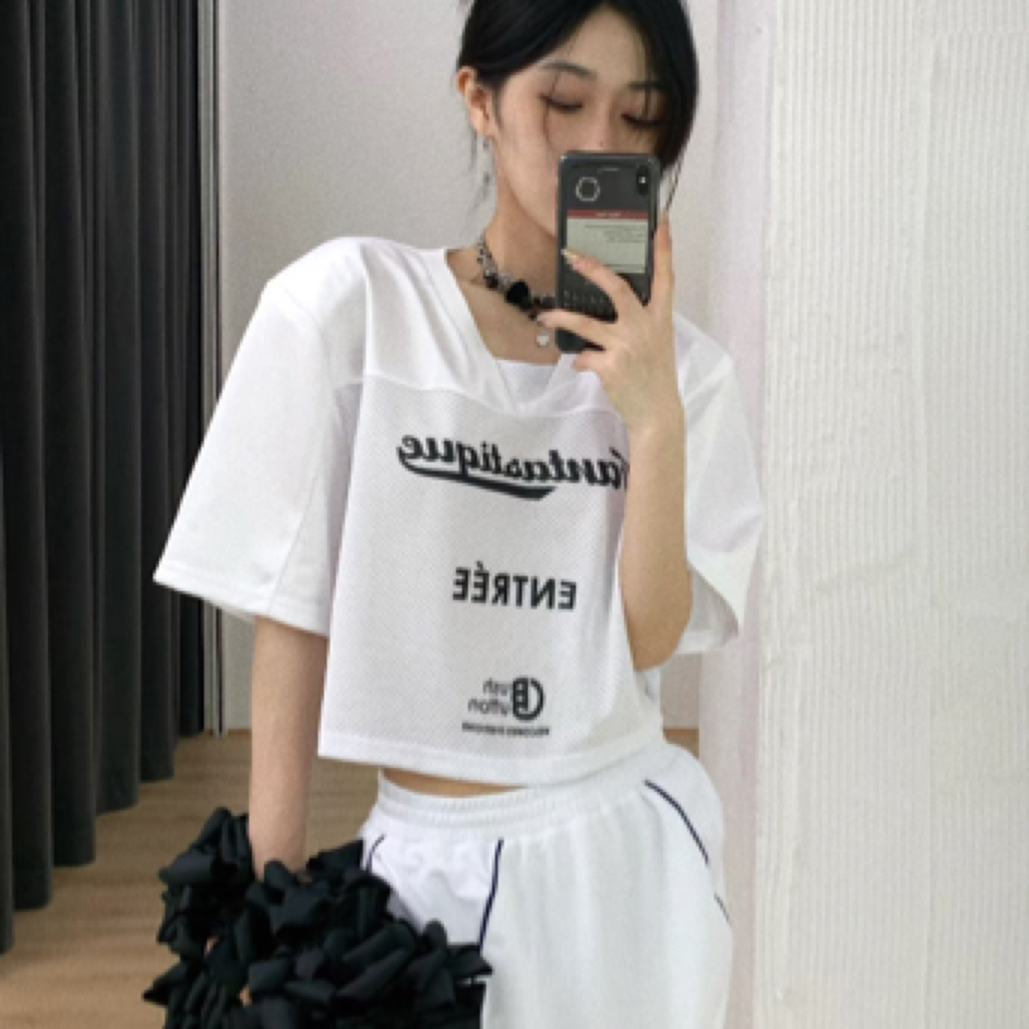 pushBUTTON 运动款 透气面料 短款T恤