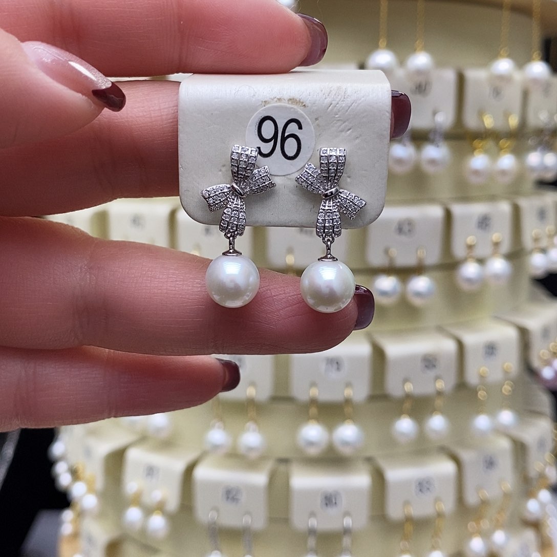 淡水珍珠耳饰银S925镶嵌