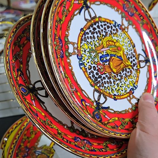 瓷片珐琅彩7寸4个浅盘6666666