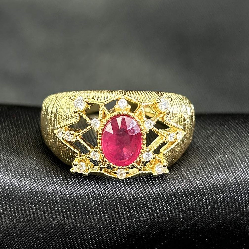 【符老板】c913-精选级红宝石轻奢设计款拉丝戒指-