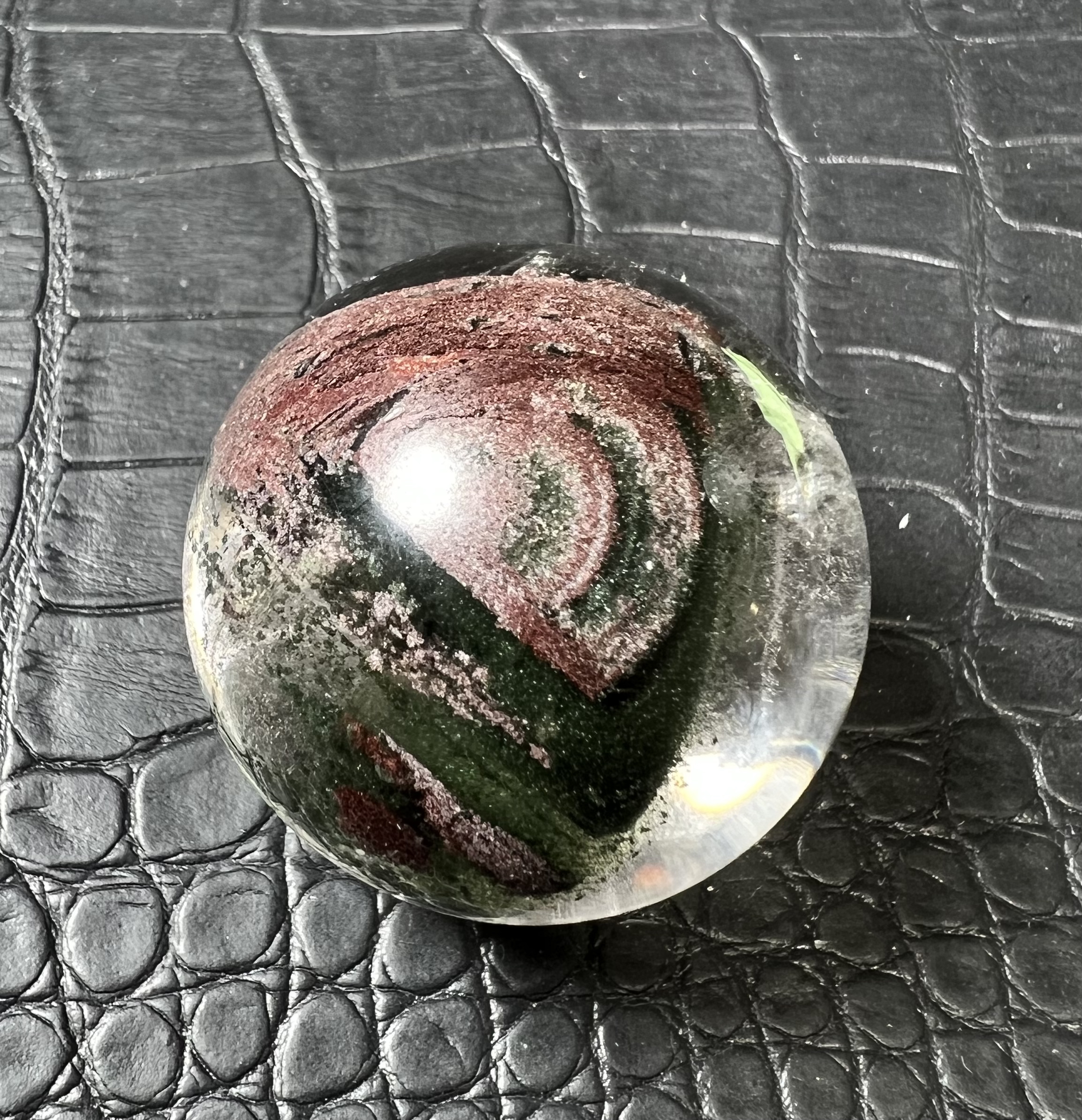 天然绿幽灵水晶球，千层绿幽