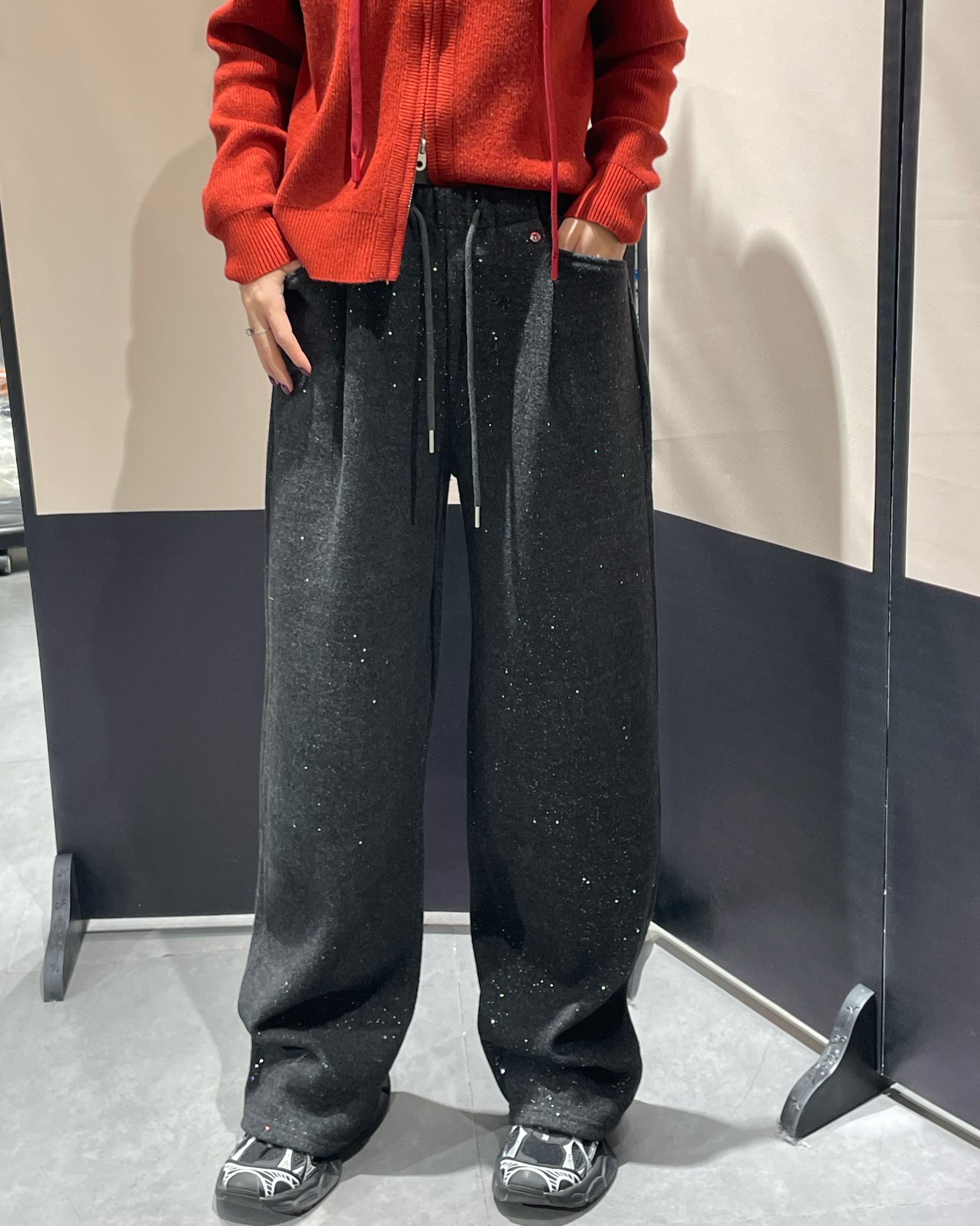 2025秋冬新款银河裤日韩系百搭加绒阔腿裤女秋冬松弛休闲女裤
