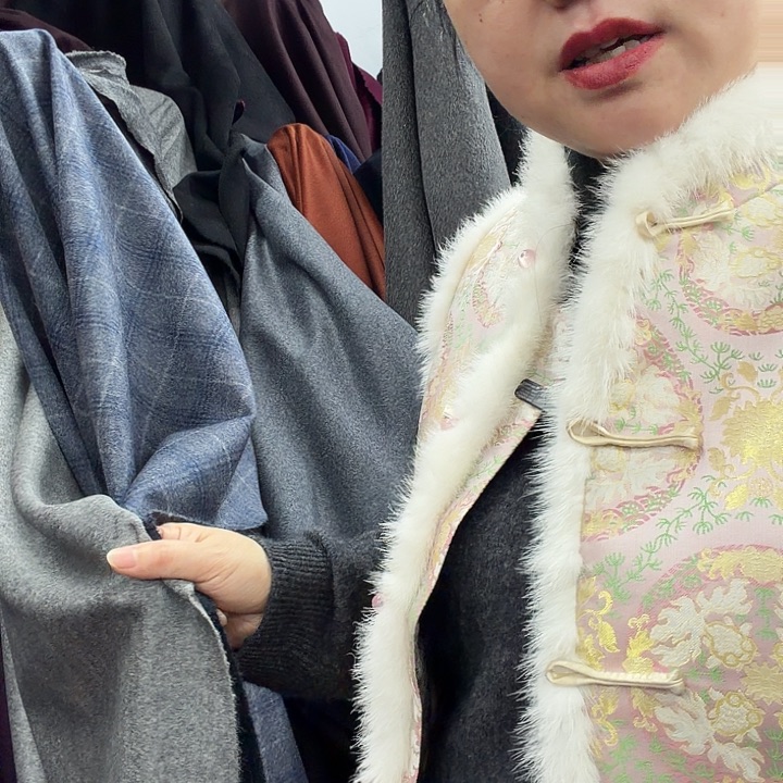 好***多无纺布格子单面羊绒