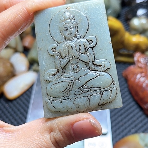 白玉菩提吊坠摆件
