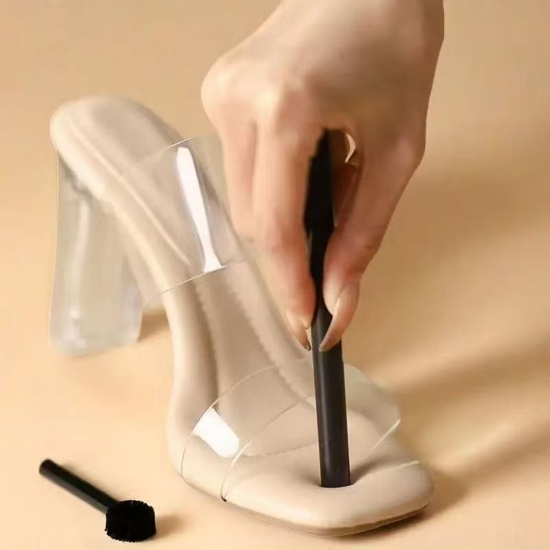 【啄木鸟正品】踩屎感2025夏季新款透明水晶粗跟柔软Q弹凉半拖外穿