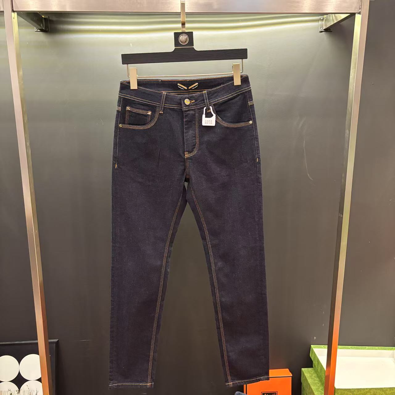 （原牛小眼睛787）春夏新款时尚轻奢潮牌中腰小直筒洗水牛仔裤