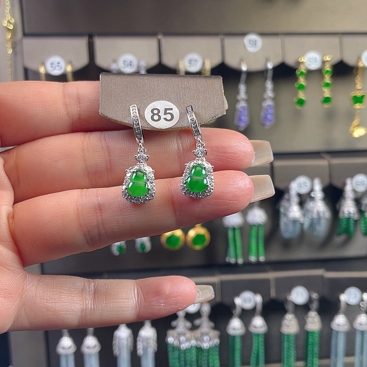 翡翠银S925镶嵌耳饰翡翠