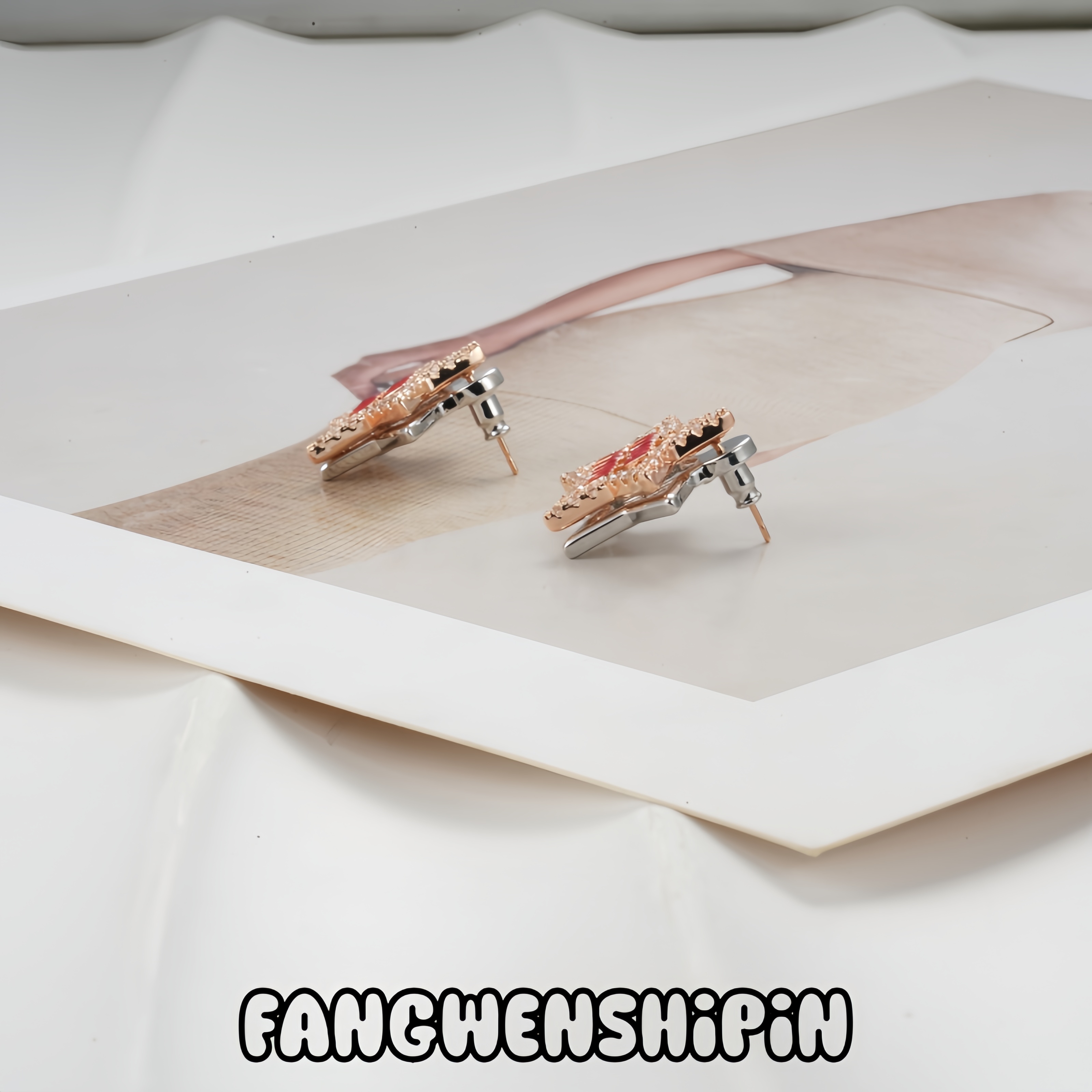 铜合金锆石耳饰 【镀K金】【925银针】耳环4614
