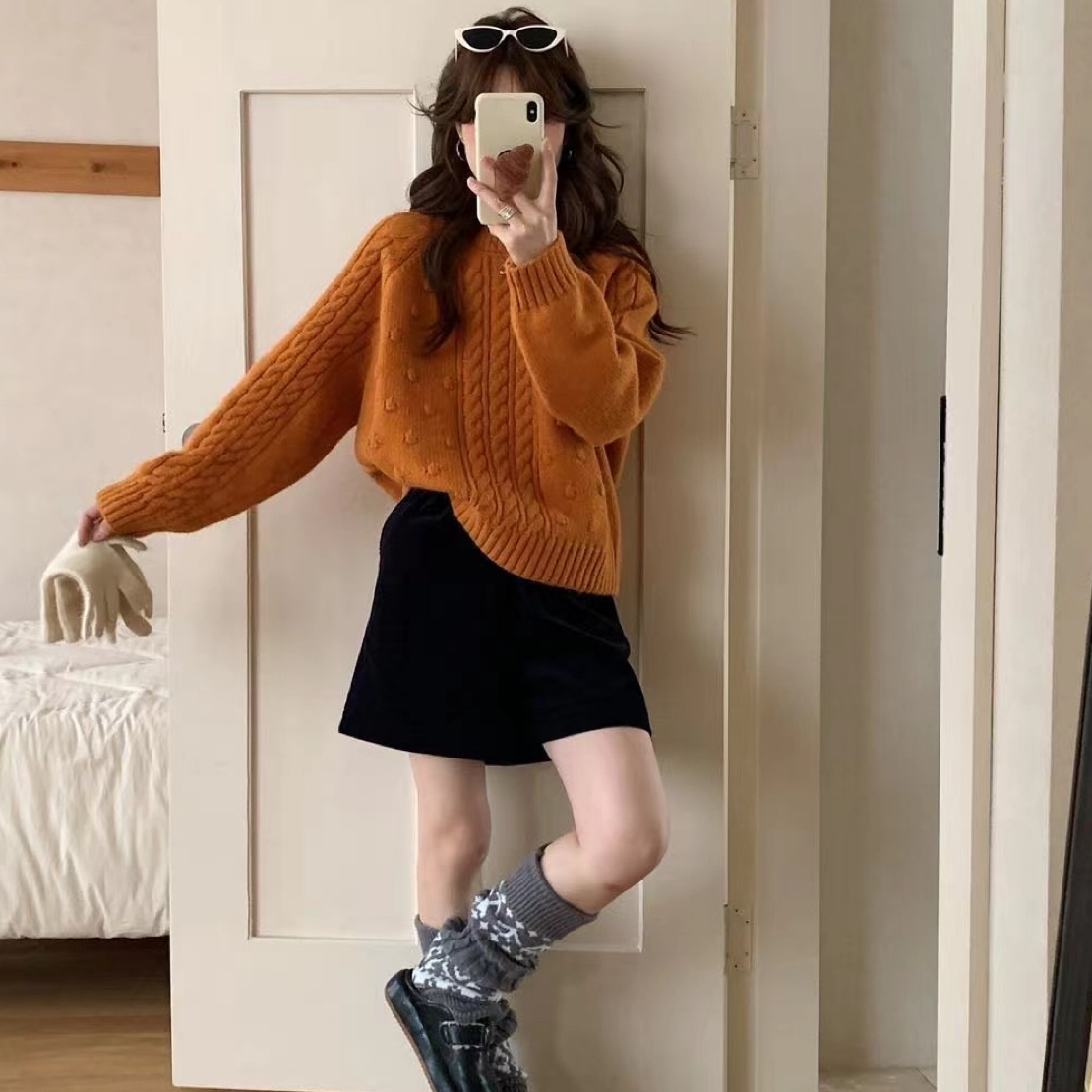 王虾虾的店日系提花加厚款毛衣复古宽松版型扣号链接下单备注