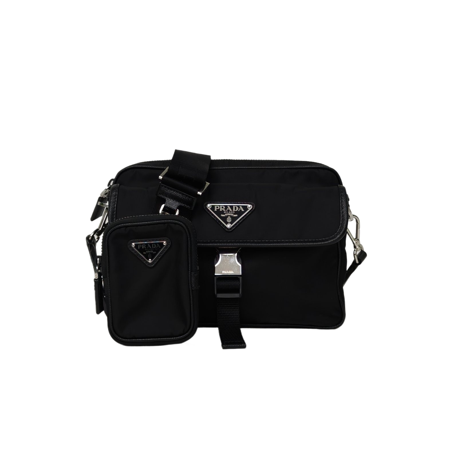 99新 Prada/普拉达 汤/P235908651/ 银扣 Saffiano 三合一 邮差包
