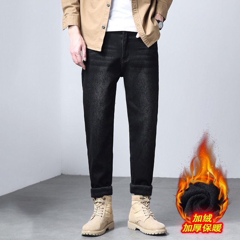 利得家300斤大码男装秋冬新款大牛风牛仔裤男加长版显瘦复古牛仔