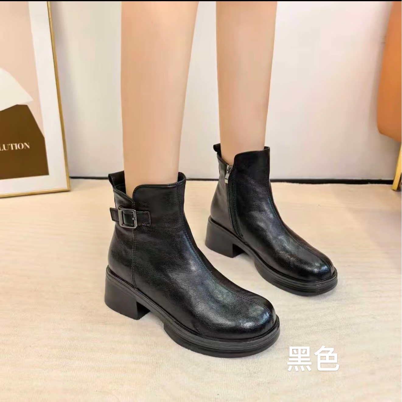 【坦姐严选 实体品质】新款马丁靴方头短筒7901