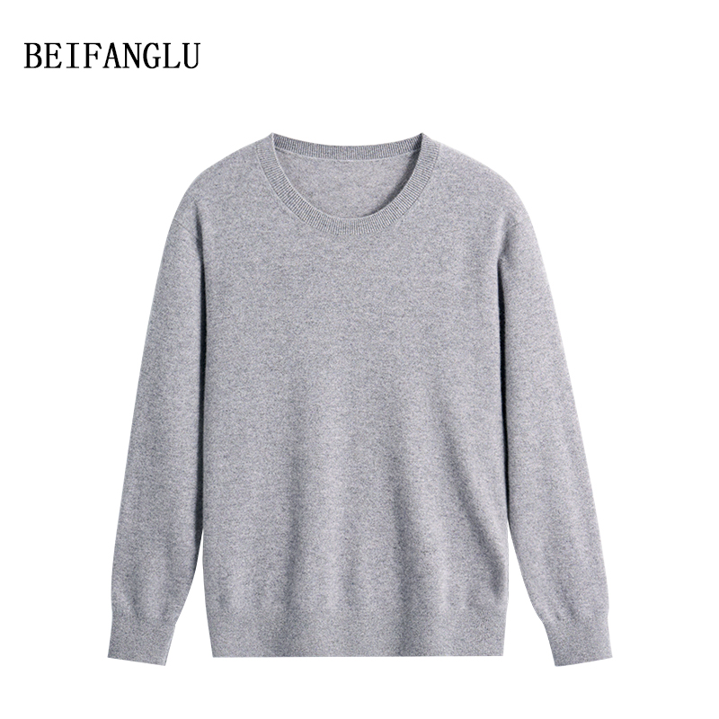 北方鹿100山羊绒男士商务经典圆领针织羊绒衫秋SL15