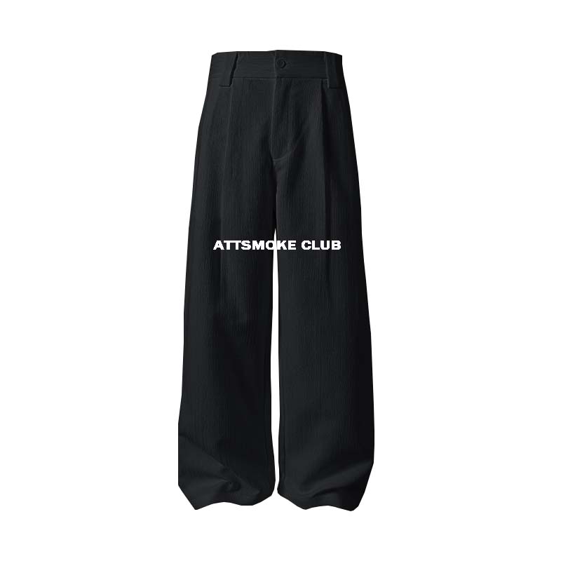 【线上商店】Cleanfit老钱风高智感肌理条纹休闲裤纯色宽松直筒长裤