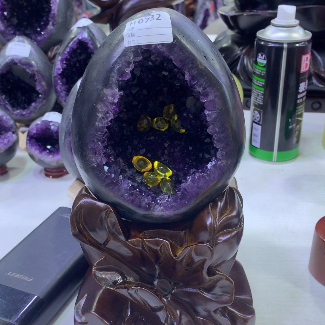 水晶紫水晶摆件未镶嵌萌**c0782