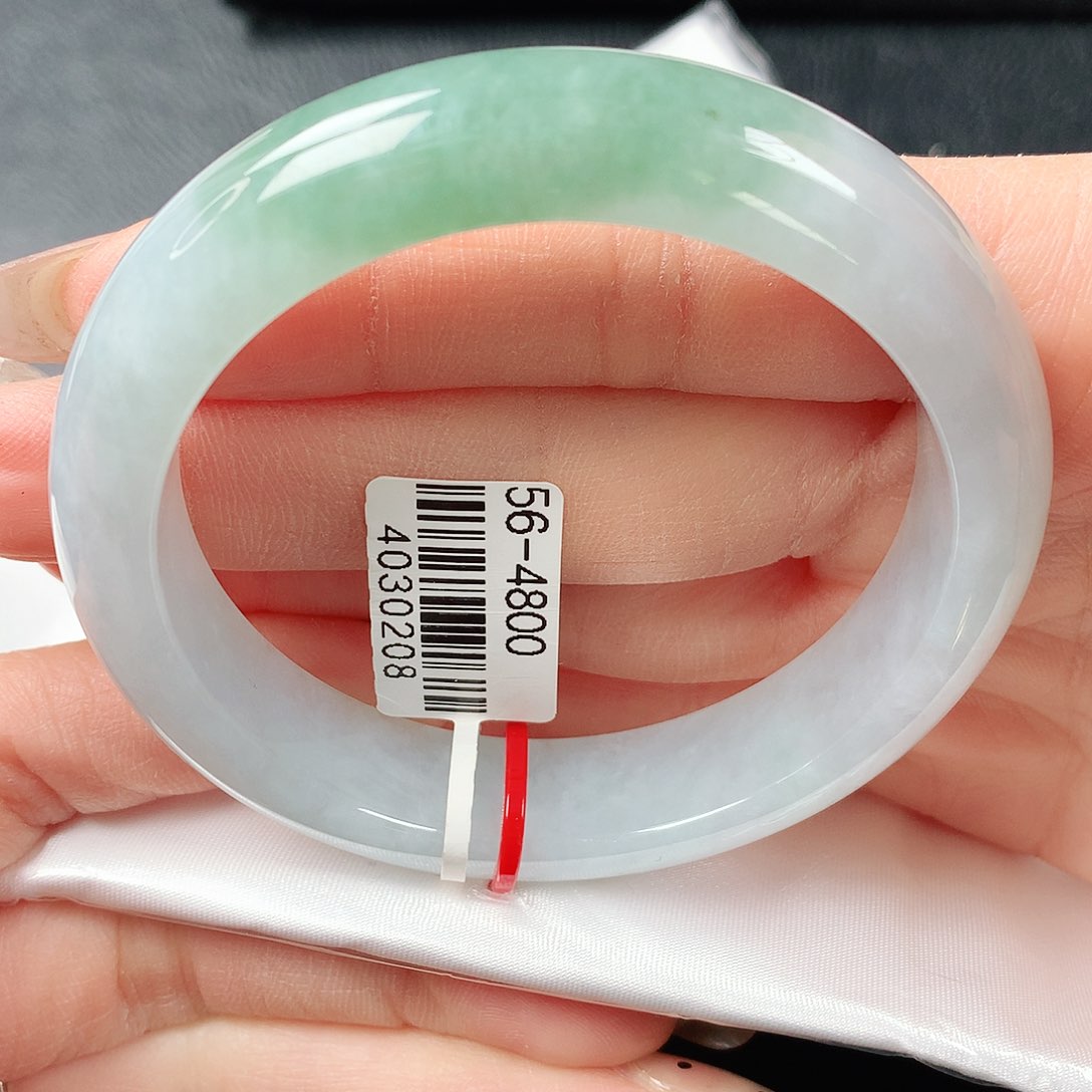 翡翠手镯未镶嵌冰半山水正圈56圈口 22号