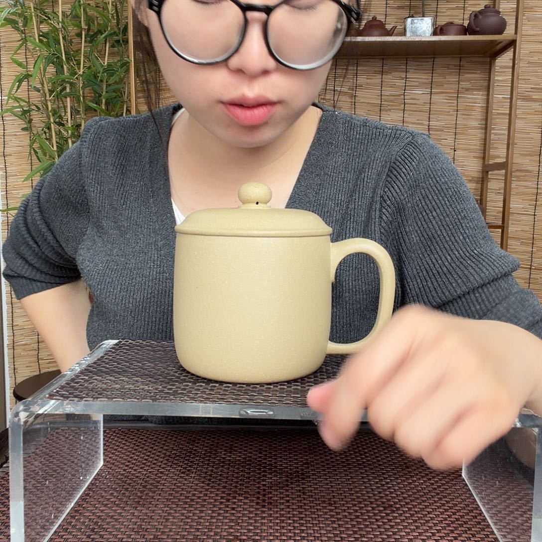 紫砂茶壶原矿本绿大墩墩办公杯没礼盒微瑕520CC左右
