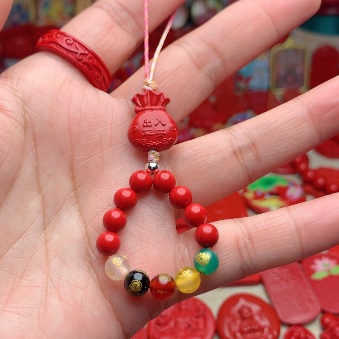 天然辰砂工艺品朱砂手机坠