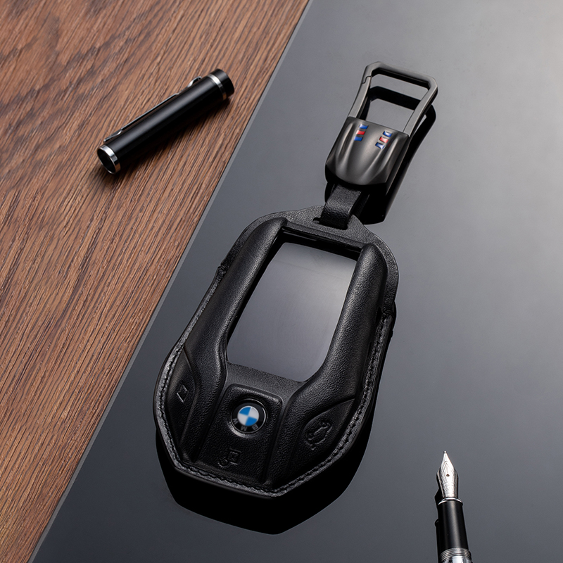 适用宝马钥匙套液晶屏新X3 X4 X5 X7 i8 5/6/7系GT真皮钥匙包壳扣