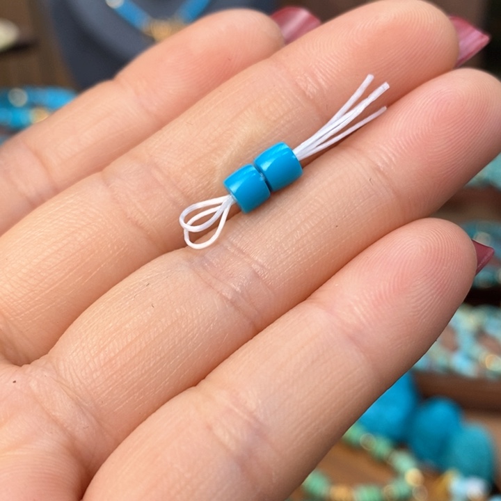 绿松石吊坠(不含链)未镶嵌暴暴蓝直切对珠4.8mm