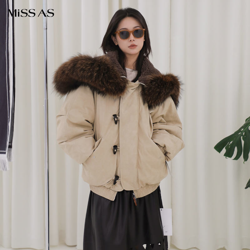 【IMMI】时尚保暖羽绒服小飞侠布面毛领连帽外套洋气百搭潮牌新款