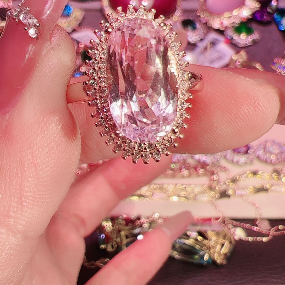 锂辉石戒指银S925镶嵌