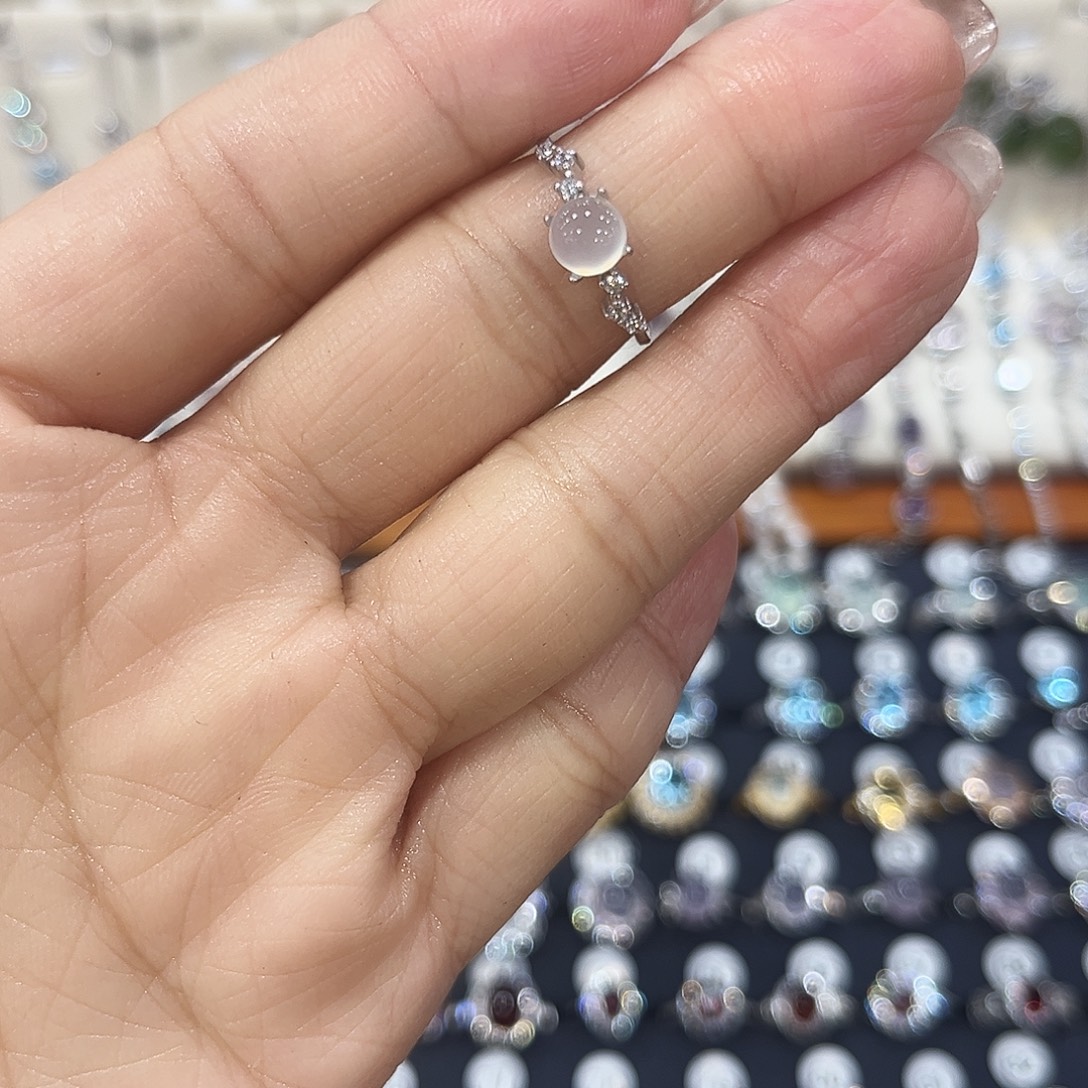蛇纹石玉银S925镶嵌戒指