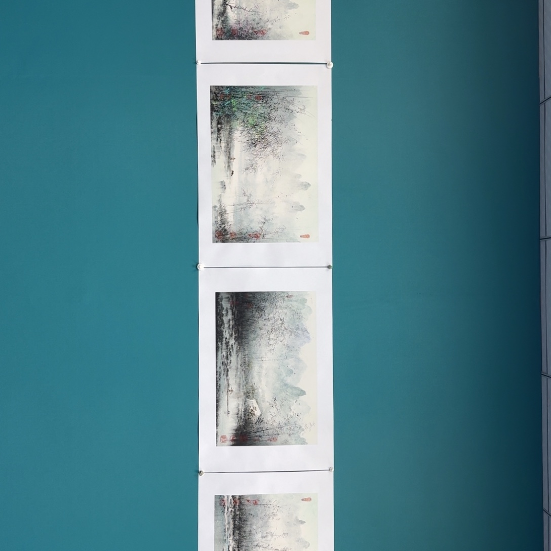 国画所**人胡桂林山水四条屏