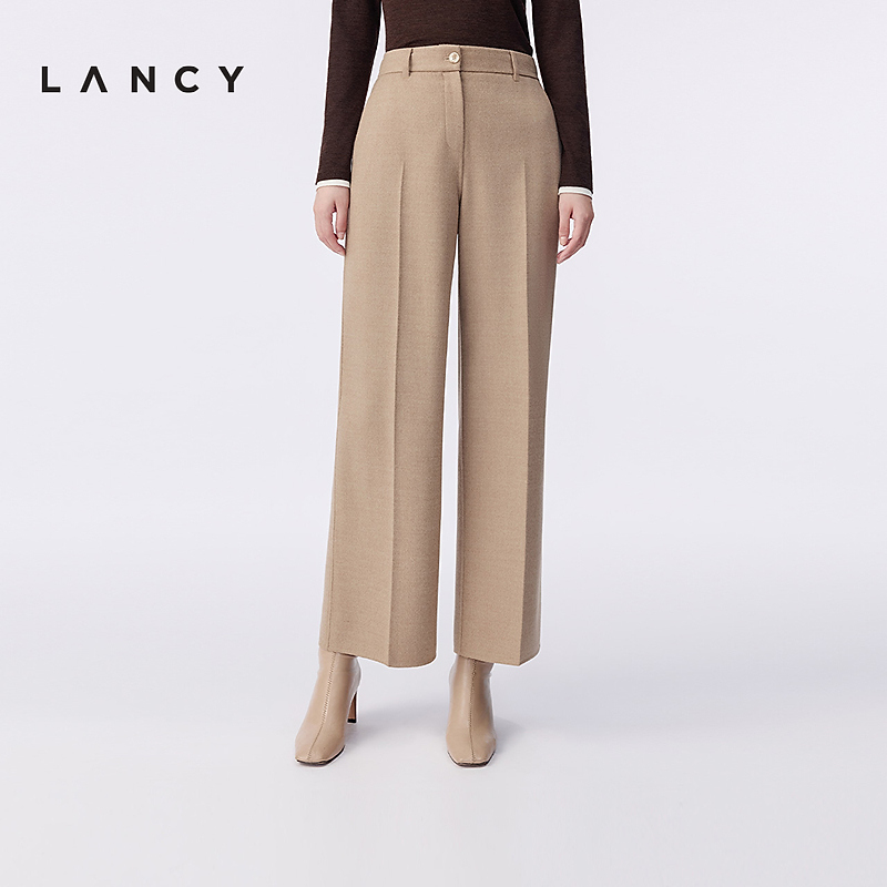 【纯羊毛】LANCY/朗姿2025冬新款气质通勤直筒西装裤双面呢长裤女