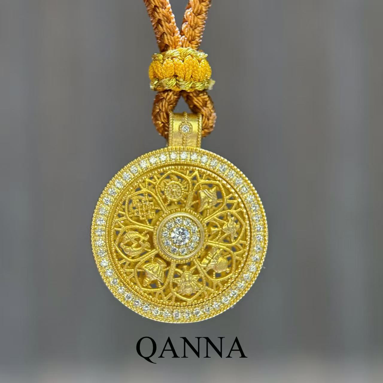 QANNA【旋转八宝罗盘】【中古款】新中式国潮风时尚钻石吊坠（赠绳）AY