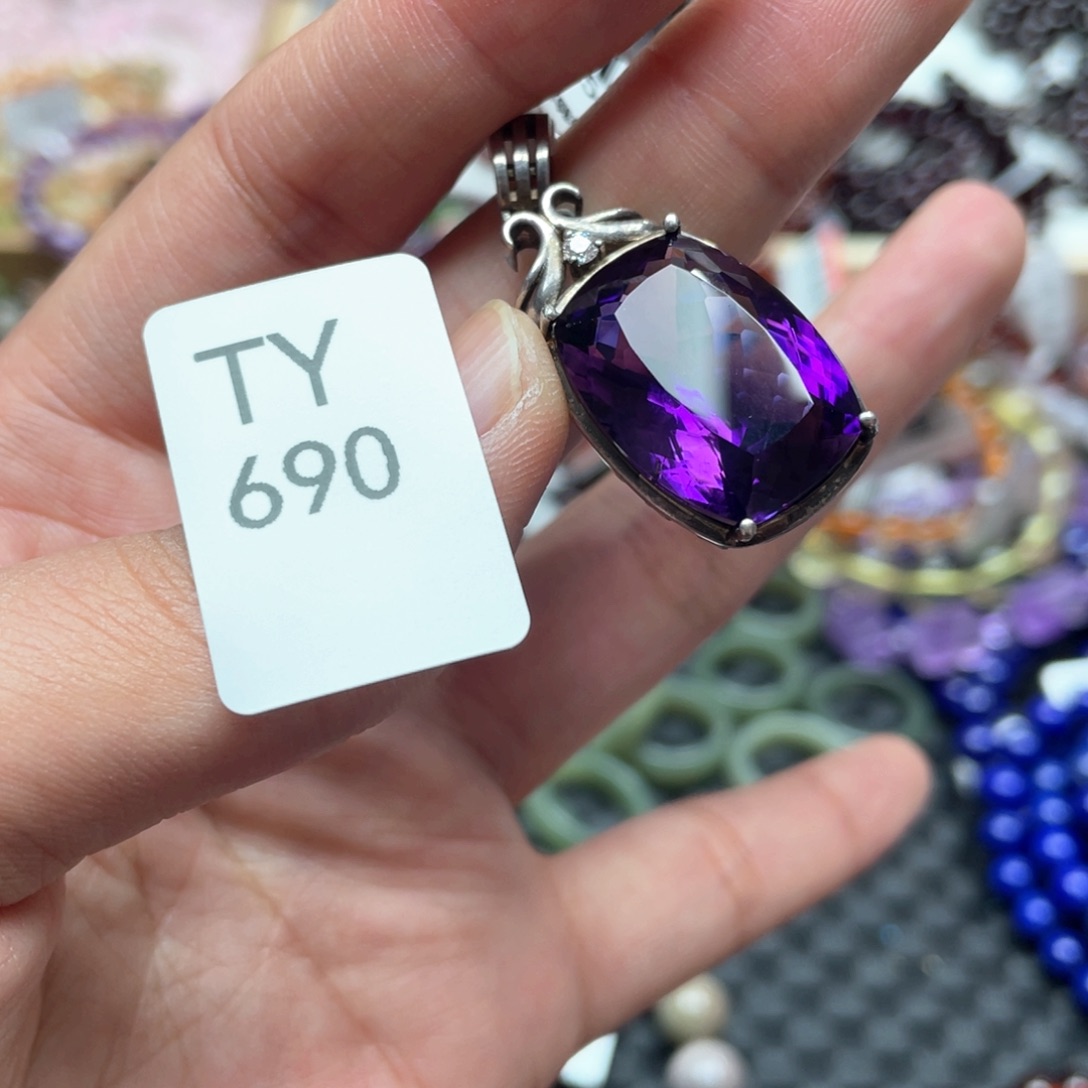 水晶吊坠银S925镶嵌吊坠