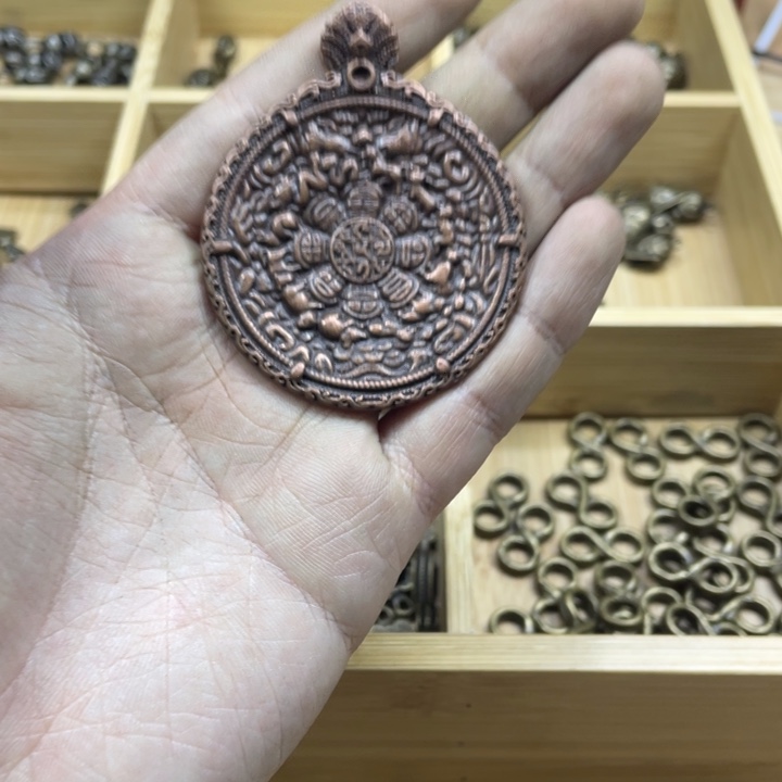 藏传紫利马九宫一个手工翻砂