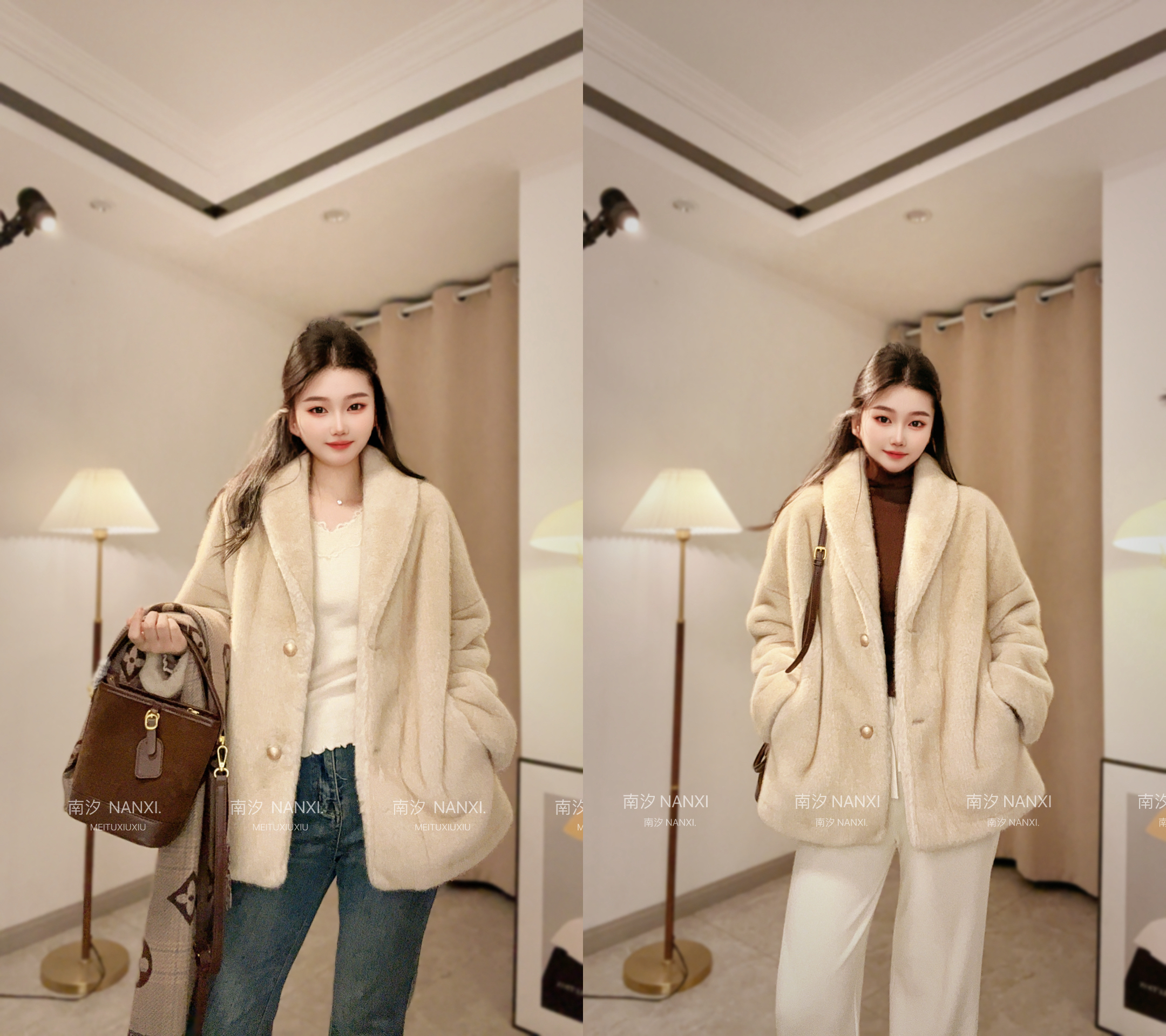 中长款环保毛毛一体2025新款时尚百搭显瘦外套