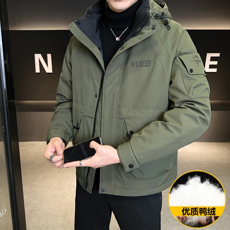 高品质2025冬季新款加厚保暖连帽户外时尚男装羽绒服男可拆卸帽子