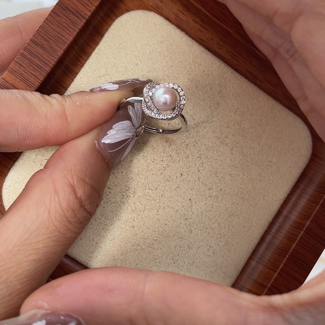 海水珍珠戒指银S925镶嵌