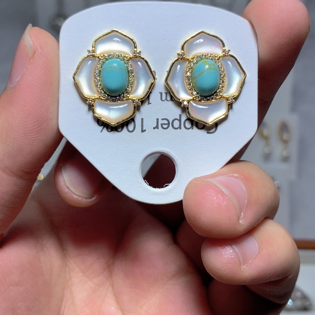 淡水珍珠耳饰银S925镶嵌