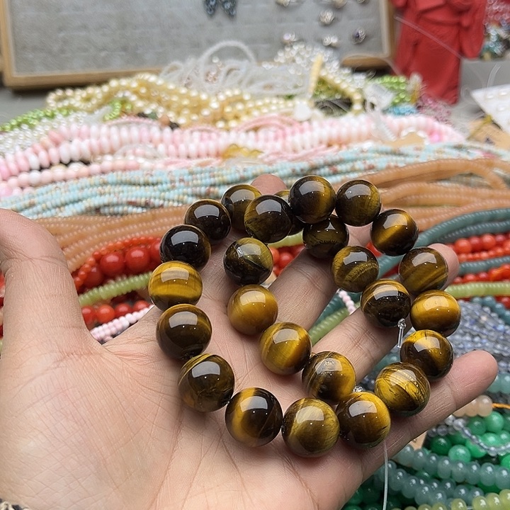 玛瑙/玉髓珠宝半成品未镶嵌一条16mm虎眼石