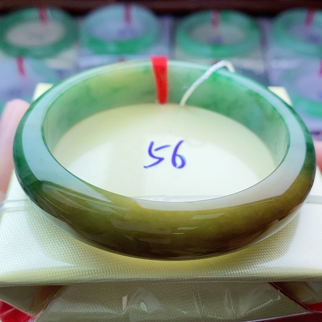 翡翠手镯未镶嵌0963-56圈口 黄➕绿 双彩