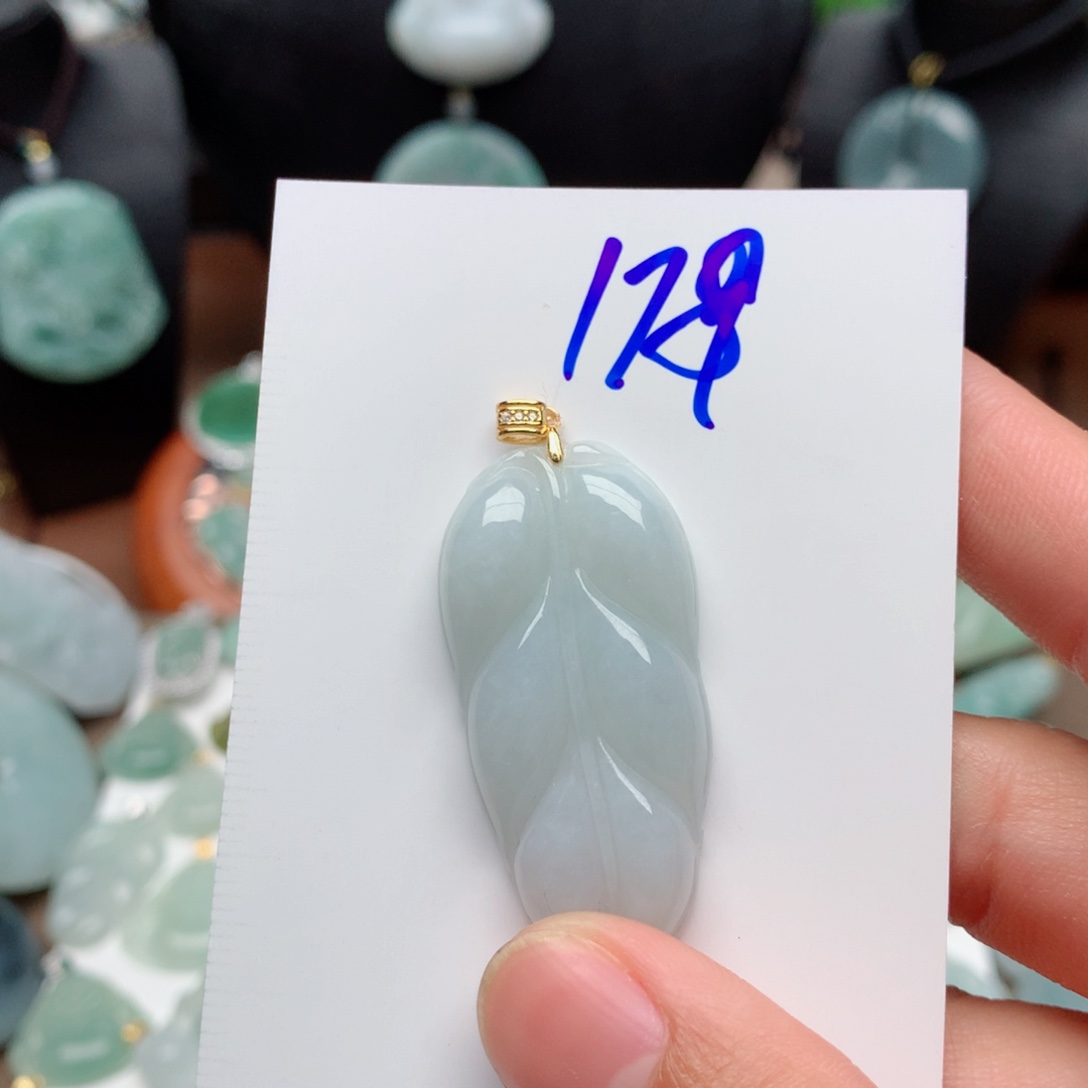 翡翠颈饰银S925镀金镶嵌吊坠