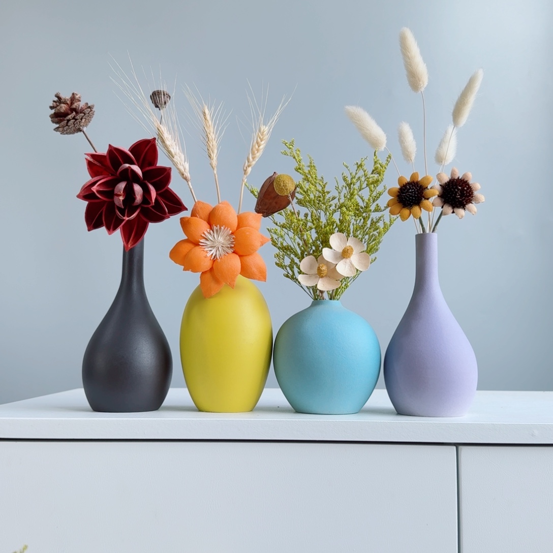摆件陶瓷小花瓶含花总高花20-30cm
