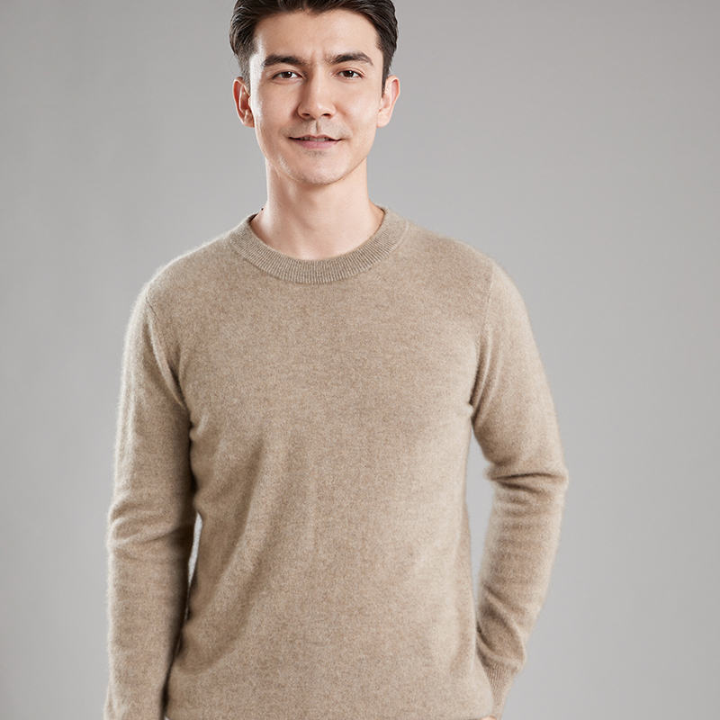男士纯羊毛衫100秋冬新款百搭商务
